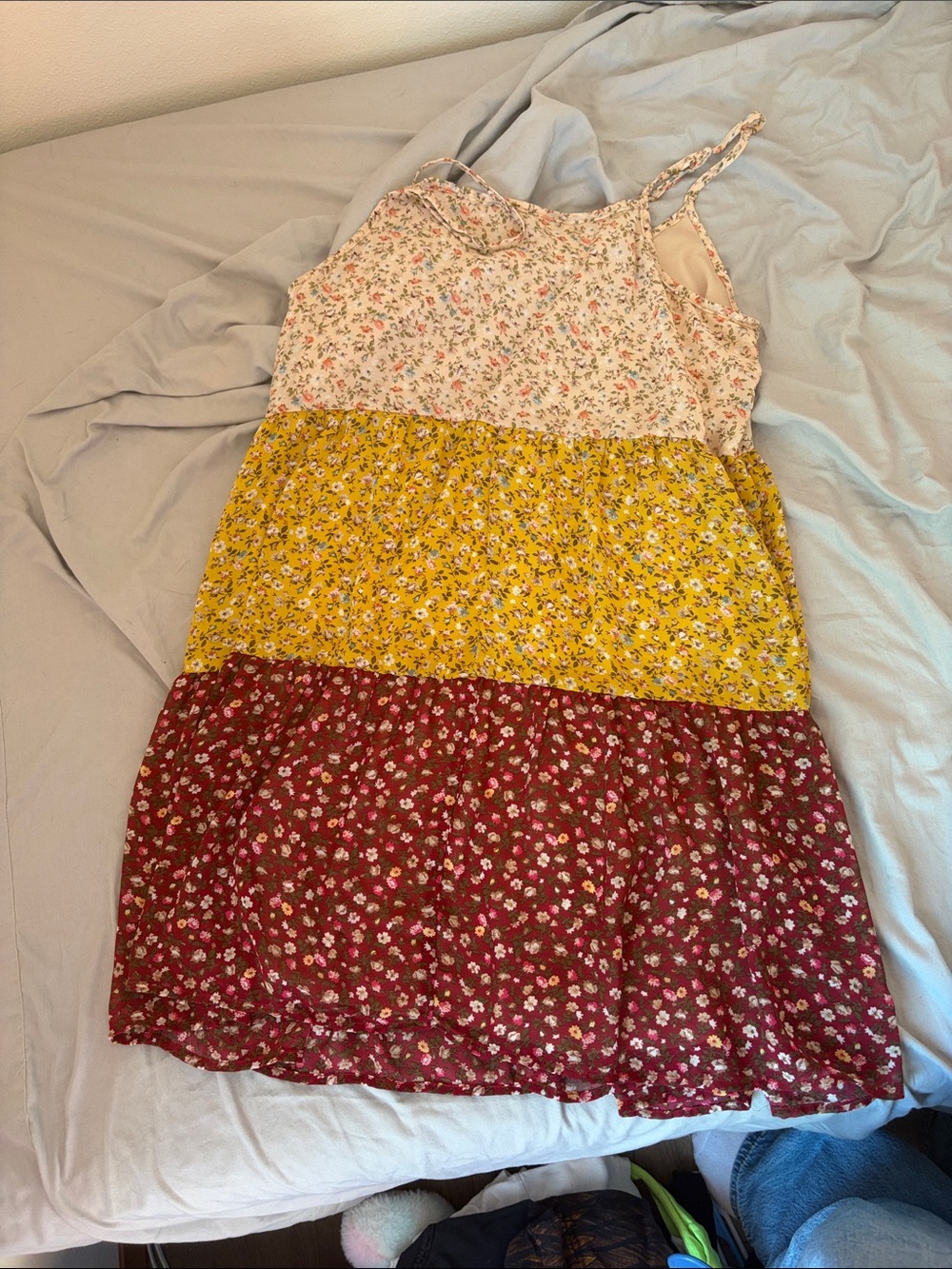 Staccato Tiered Floral Sundress - Pink, Yellow & Burgundy